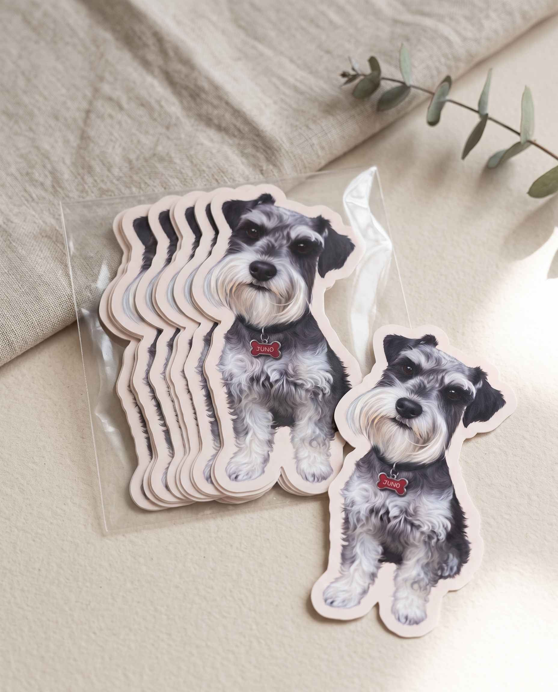Style 4 — pet portrait sticker of Juno the dog